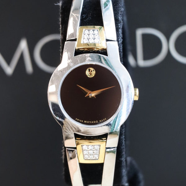 MOVADO Amorosa Diamond Quartz 81 E4 8142 Two Tone Stainless Steel Ladies Watch Ladies Movado Amarosa Watch 81 E4 1842 Two Tone for sale  main image 3