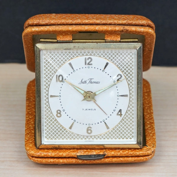 Vintage SETH THOMAS Wind-Up Travel Alarm Clock 7 Jewels Original