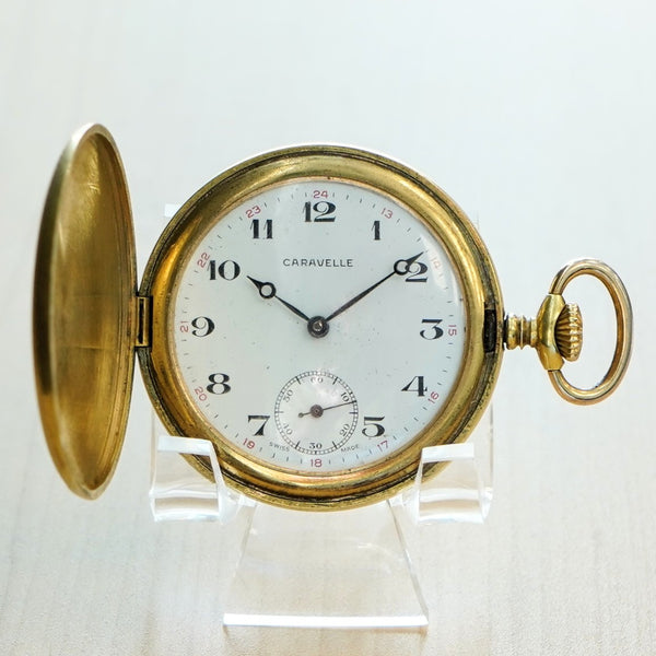 Vintage Caravelle by Bulova Full Hunter Gold-Toned 17J Jewel Ladies Pocket Watch Caravelle | Accessories | Vintage Caravelle By Bulova Full  main image 2