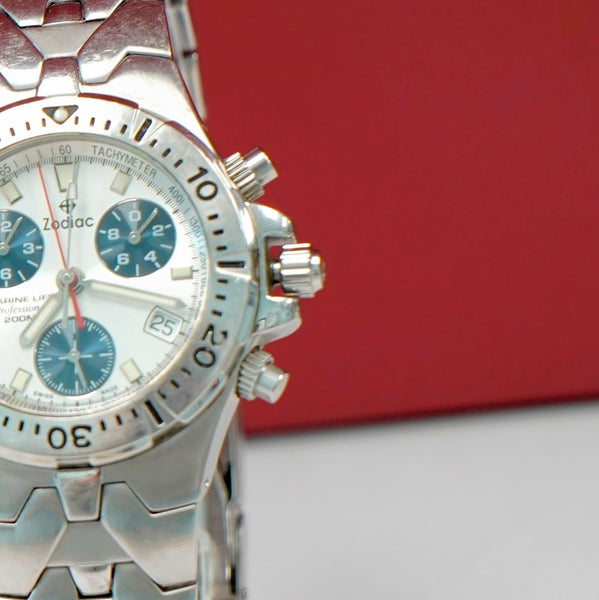 Vintage Zodiac Marine Life Professional Chronograph Watch Date