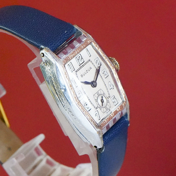 Bulova 1930 Sky King Watch Art Deco Two-Tone Case 17 Jewels Swiss