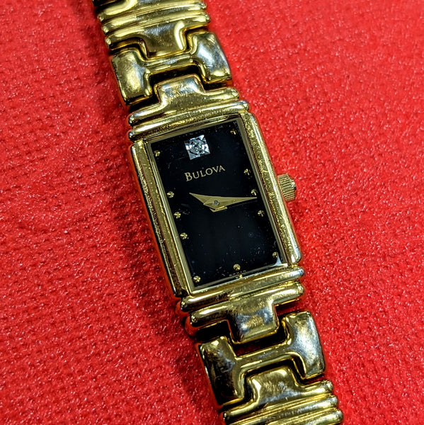 Bulova watch square face on sale gold