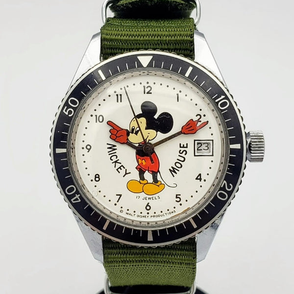 Vintage SEIKO Mickey Mouse Military Style Dive Wristwatch Swiss