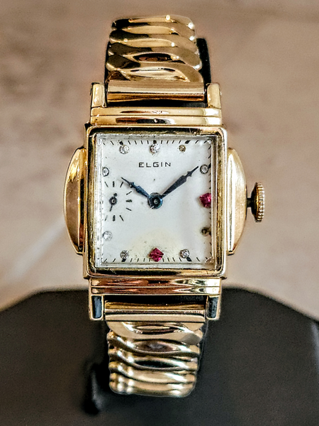 1920 ELGIN Watch Diamond & Ruby Dial Wristwatch Grade 431 U.S.A.