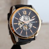 FOSSIL FLYNN Automatic Watch 22 Jewels 48mm Semi Skeleton Wristwatch Ref. BQ2216