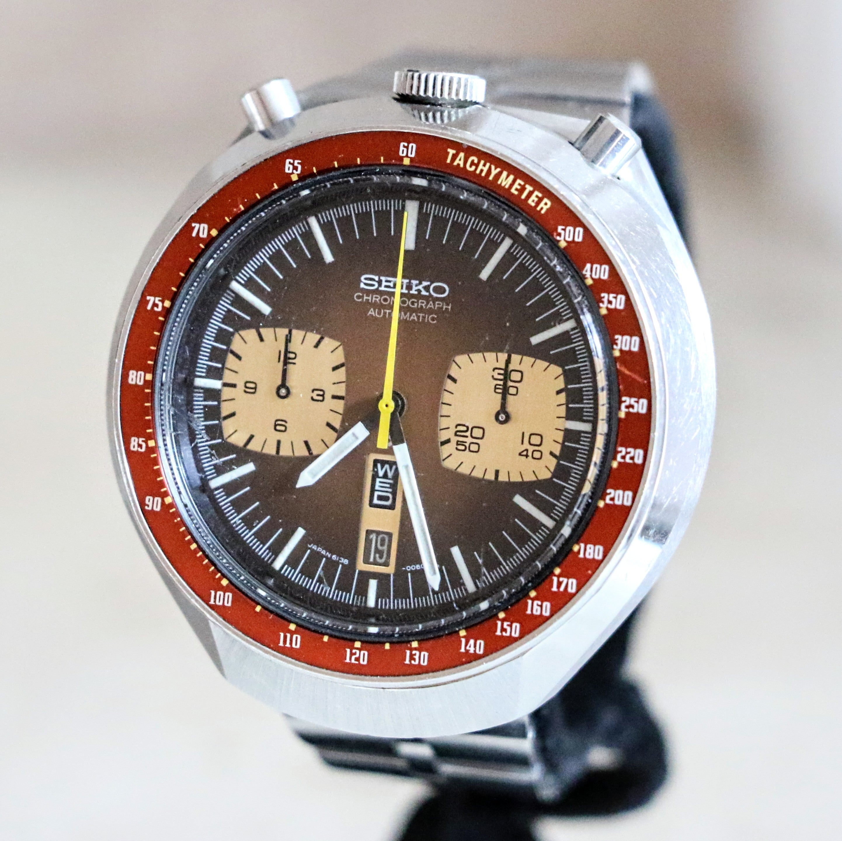 Shop 1977 Seiko Bullhead Chronograph Automatic Watch SECOND HAND