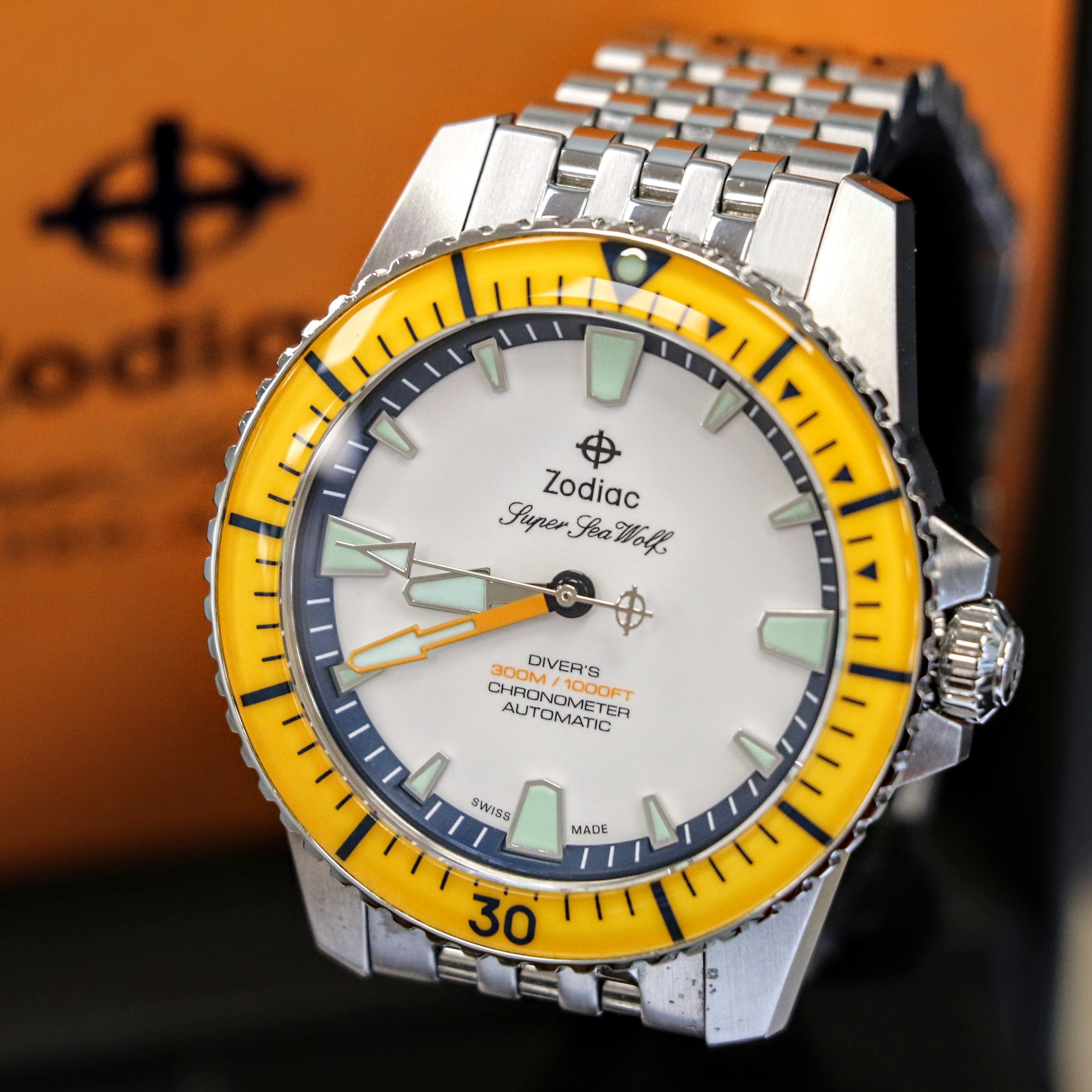 ZODIAC Super Sea Wolf PRO-DIVER Chronometer Automatic Wristwatch Ref.  ZO3555 - BOX & Papers!