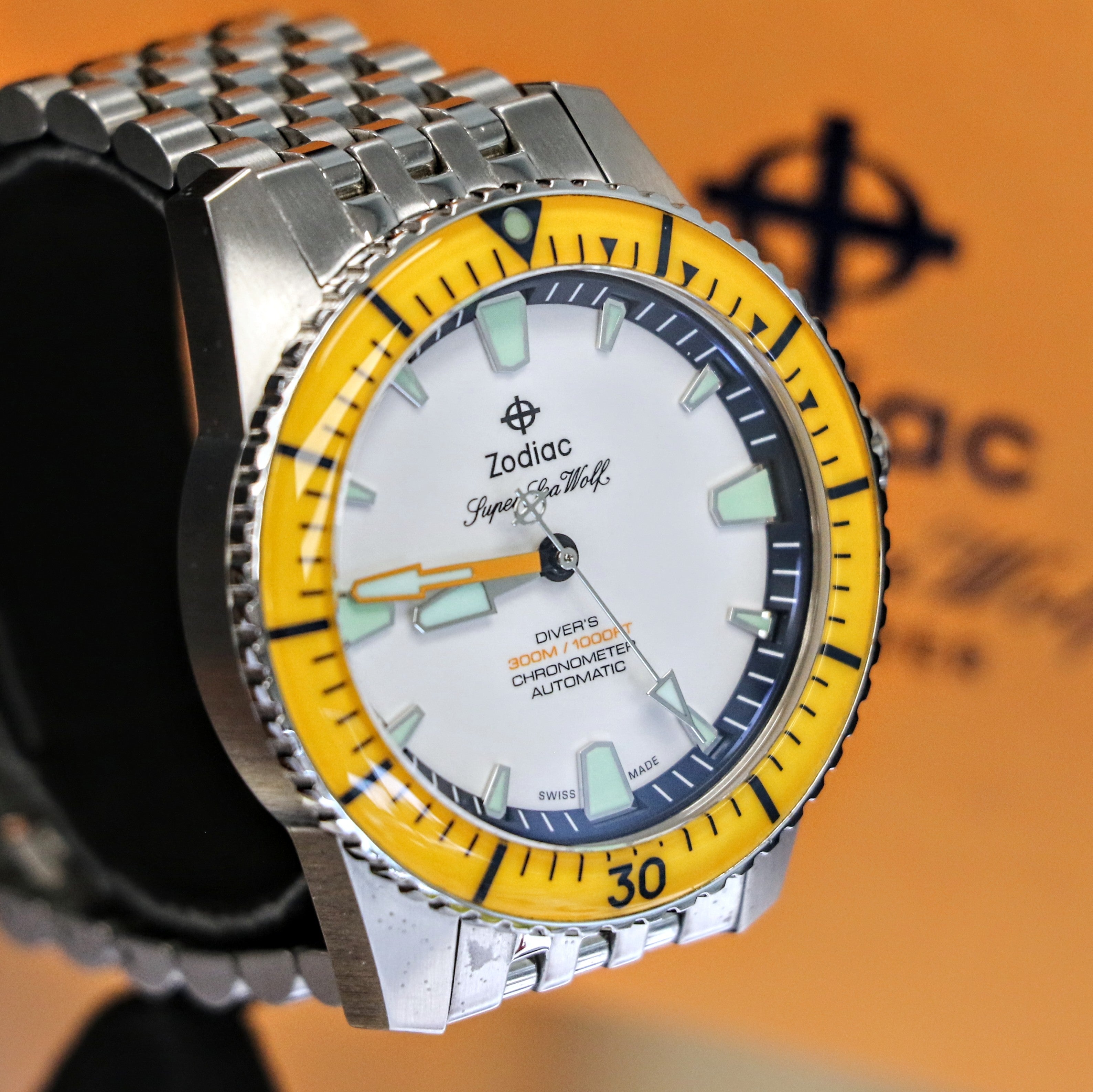 ZODIAC Super Sea Wolf PRO-DIVER Chronometer Automatic Wristwatch Ref.  ZO3555 - BOX & Papers!