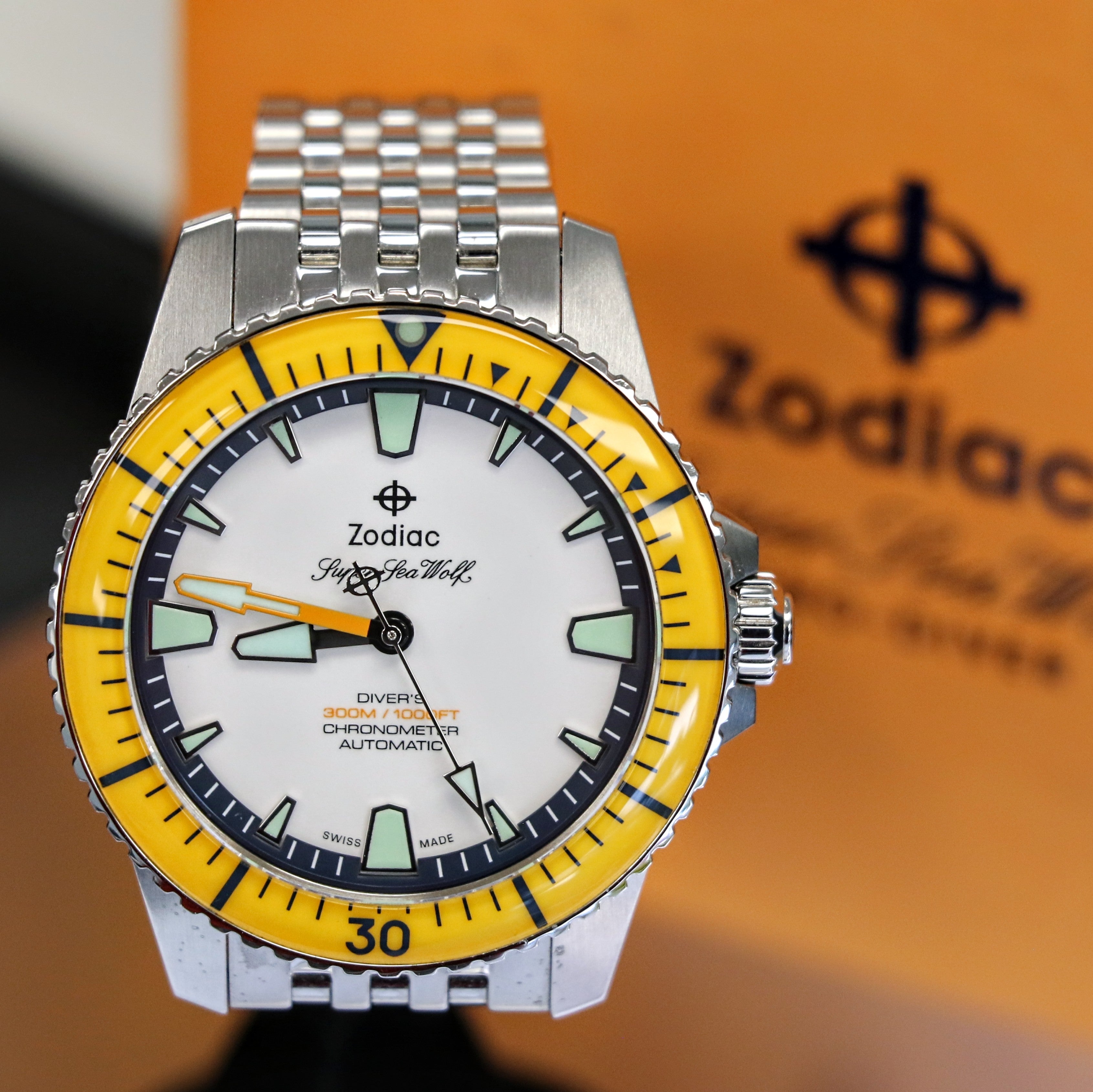 ZODIAC Super Sea Wolf PRO-DIVER Chronometer Automatic Wristwatch Ref.  ZO3555 - BOX & Papers!