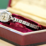 1950 Lady ELGIN Diamond Wristwatch 14K White GOLD Cal. 650 19 Jewels 4 ADJ'S - In BOX!