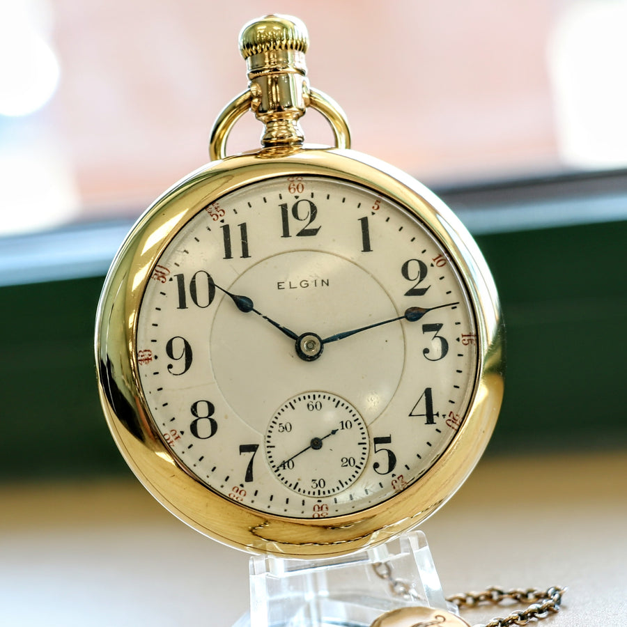 1934 14k GF Elgin pocket watch, grade: 209, 16s, outlet 7j