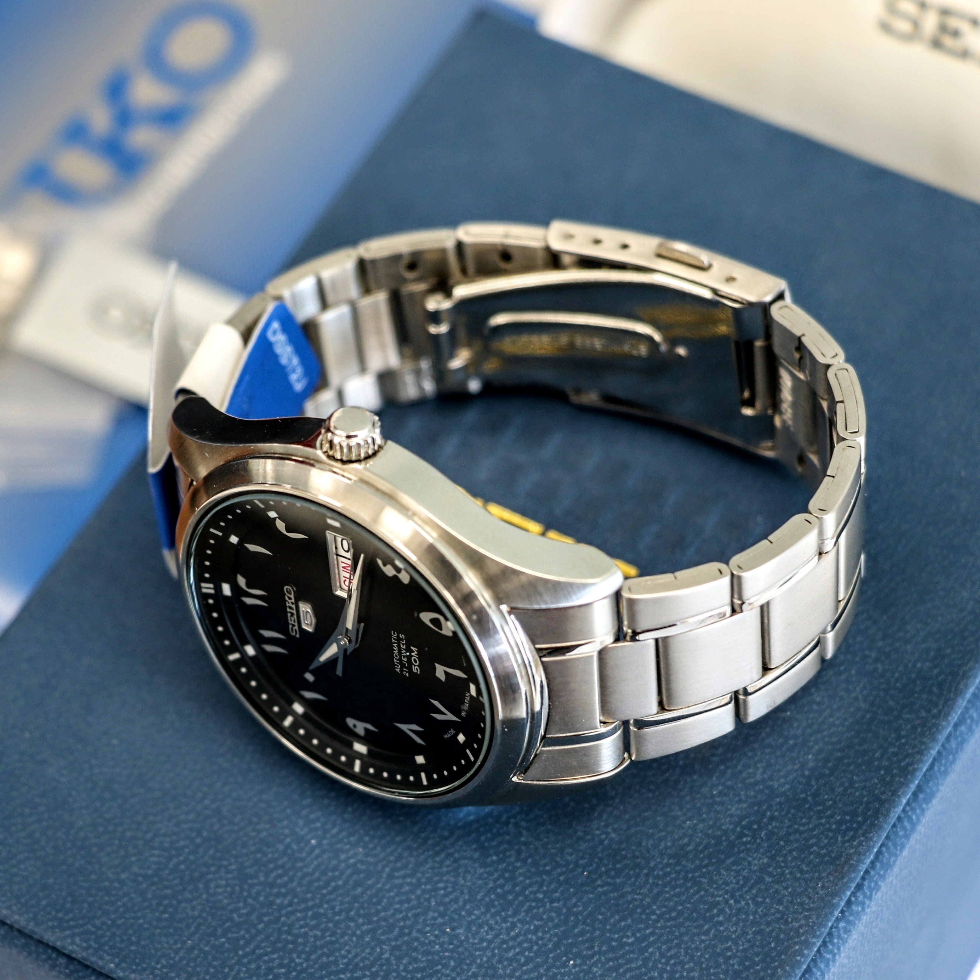 SEIKO Automatic Watch Black Arabic Dial Wristwatch SNKP21J1