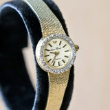 Ladies LUCIEN PICCARD Quartz Watch - ALL 14K Solid GOLD & Diamond Bezel Swiss Vintage Wristwatch