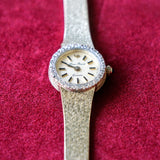 Ladies LUCIEN PICCARD Quartz Watch - ALL 14K Solid GOLD & Diamond Bezel Swiss Vintage Wristwatch