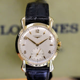 1949 LONGINES Wristwatch Ref. 5950 ALL 18K Solid GOLD 17 Jewels Fancy Lugs Watch