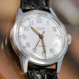 1950s ENICAR Sport Watch Incabloc Military Wristwatch Enamel Dial S.S. Case Swiss Made