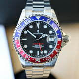 Steinhart Ocean 39 GMT Automatic Watch RED-BLUE Pepsi Bezel ALL Original! Box & Papers!