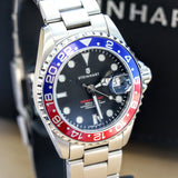 Steinhart Ocean 39 GMT Automatic Watch RED-BLUE Pepsi Bezel ALL Original! Box & Papers!