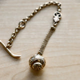 Art Deco Gold Filled Pocket Watch Link & Mesh CHAIN with a Ball Fob