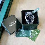 RECTA Cavalier Wristwatch Jet Black 24-Hour Dial & Date Indicator Watch - IN BOX!