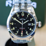 RECTA Cavalier Wristwatch Jet Black 24-Hour Dial & Date Indicator Watch - IN BOX!