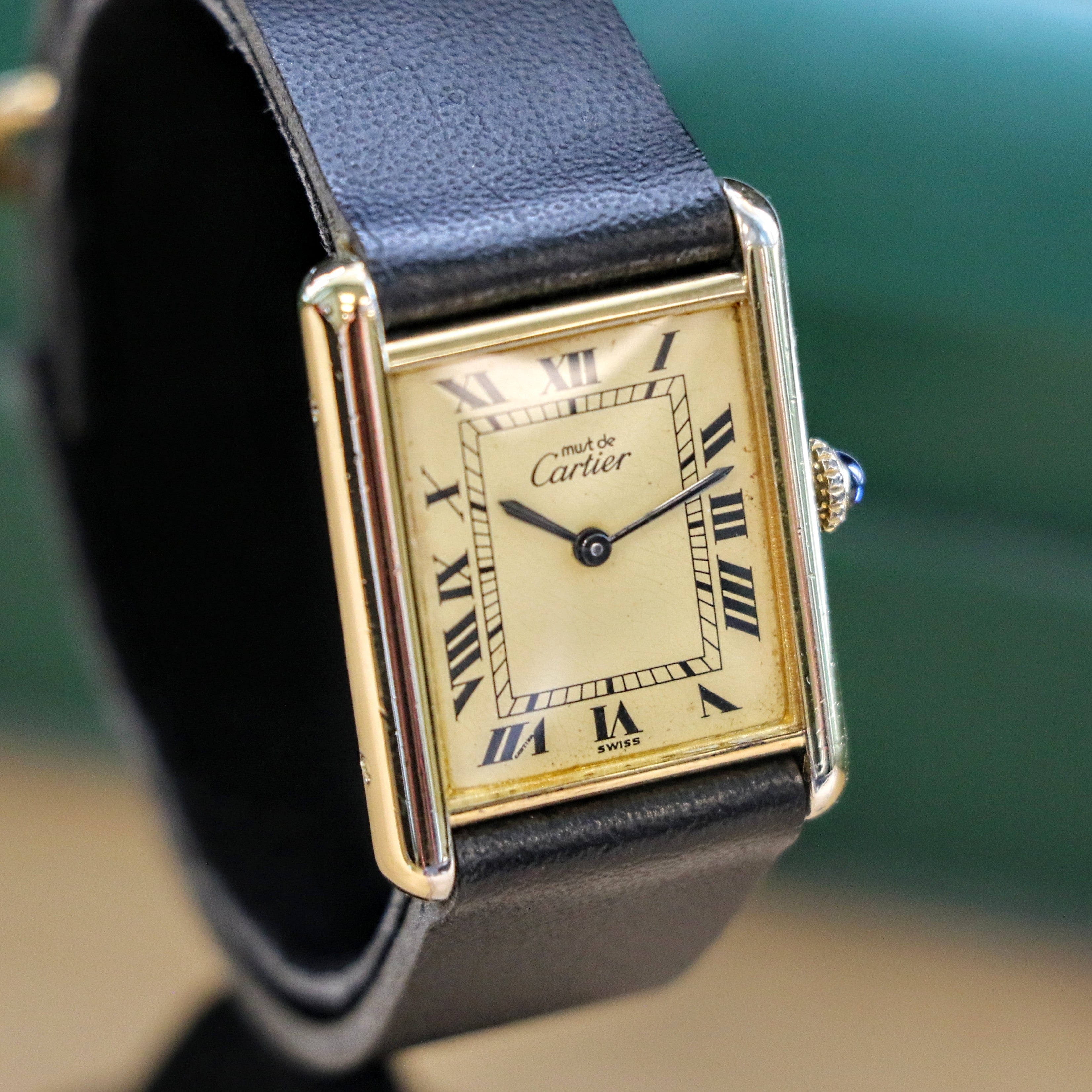Must de Cartier Tank Watch 925 Gold Plated Case 23x30mm Roman