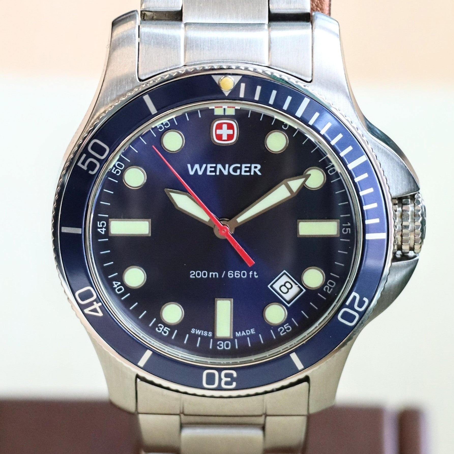 Stainless Steel Wenger 200m Dive Watch Wenger Swiss Military Men's