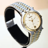 GUCCI 9000M Watch Date Indicator Two-Tone Case & Bracelet Swiss Made Quartz Wristwatch