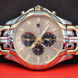 SEIKO Solar Chronograph "Excelsior" Watch SSC138 Two-Tone Case & Bracelet ALL S.S.