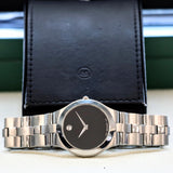 MOVADO MUSEUM Juro Watch Ref. 84.G21899 Black Dial ALL S.S. - Box & Papers!