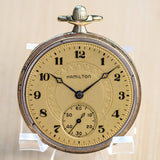 1922 HAMILTON Dress Pocket Watch Openface 12s Grade 910 17 Jewels Adjusted Engraved Case