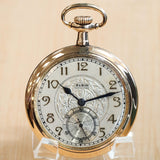 1915 ELGIN Dress Pocket Watch Openface 12s 17 Jewels Grade 345 Decorative Dial Yellow G.F. Case