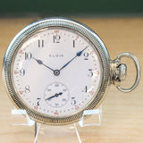 1904 ELGIN Pocket Watch Openface 16s Grade 241 17 Jewels Adjusted 14K White G.F.