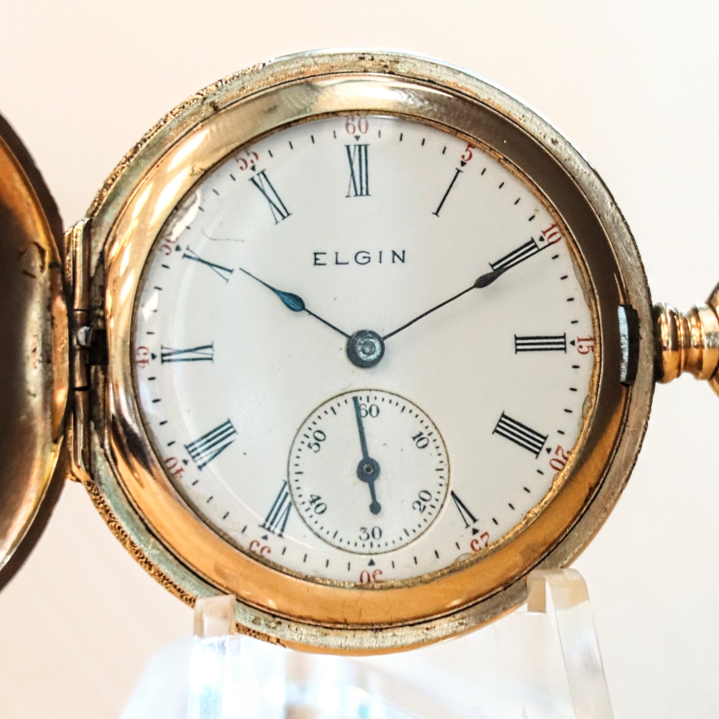 Mechanical Hunter Elgin 12s Pocket Watch 1928 ELGIN STERLING