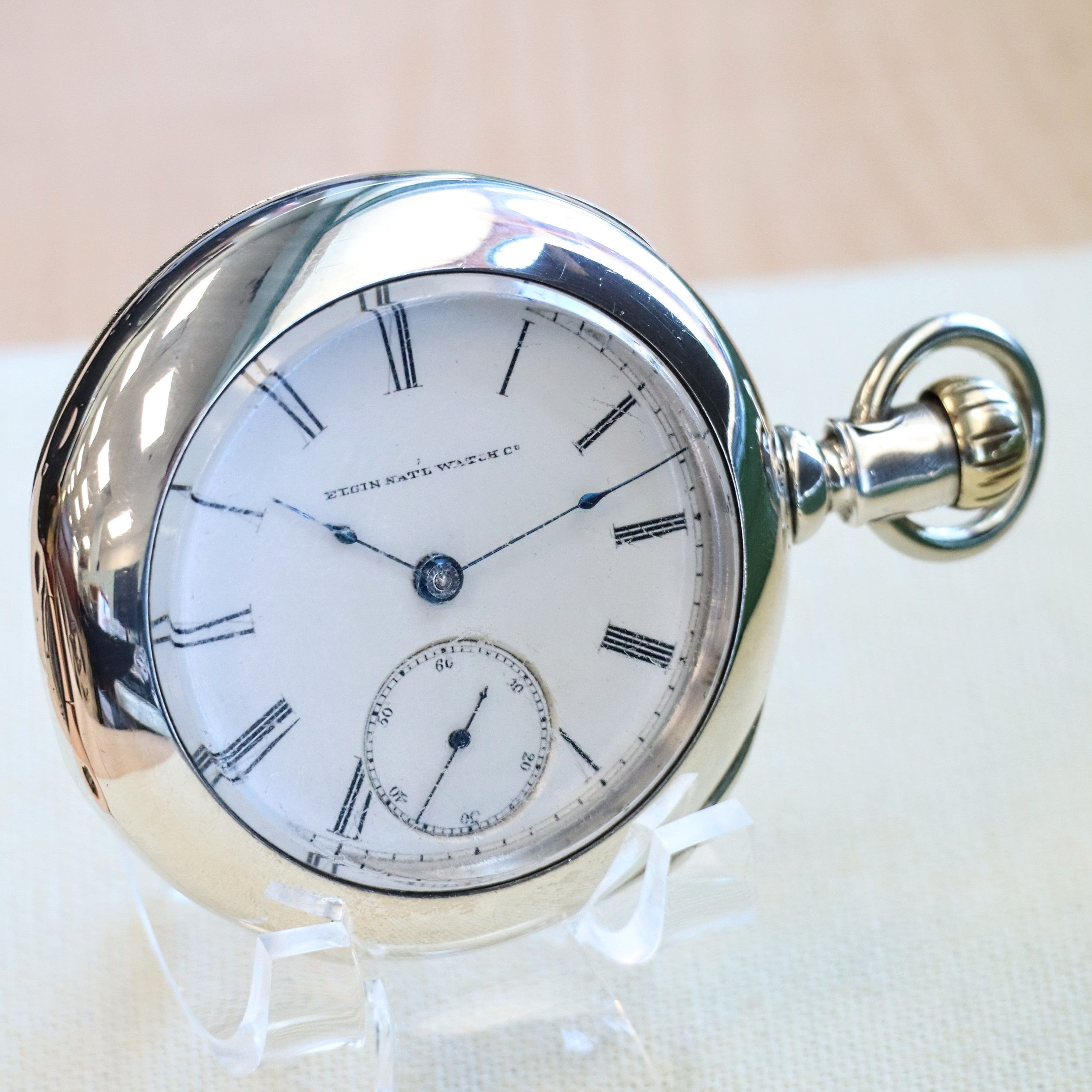 1884 ELGIN Pocket Watch Openface 18s Grade 82 Wheeler Lever Set 13 Jewels Coin Silver Case