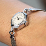 Ladies TIMEX Mechanical Watch  Vintage Stainless Steel Mesh Bracelet Wristwatch