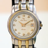 LUCIEN PICCARD Paris Diamond Ladies Watch Date Indicator Two-Tone ALL S.S. - 26023D