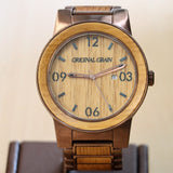 ORIGINAL GRAIN Wood Watch "The Barrel" Date Indicator 46mm Wristwatch S.S.