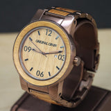 ORIGINAL GRAIN Wood Watch "The Barrel" Date Indicator 46mm Wristwatch S.S.