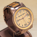 ORIGINAL GRAIN Wood Watch "The Barrel" Date Indicator 46mm Wristwatch S.S.