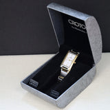 Vintage Croton Quartz Watch Two-Tone Tank Case & Bracelet 23K Gold Plated - IN BOX!