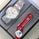 Vintage Victorinox Date 30mm Wristwatch Kit: Watch & Knife - Box & Papers