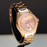 FOSSIL Ladies Mini Glitz Watch Date Indicator Diamond Bezel All Rose Gold S.S. - ES-2889 Box & Papers!