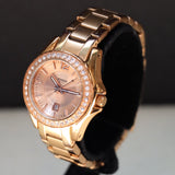 FOSSIL Ladies Mini Glitz Watch Date Indicator Diamond Bezel All Rose Gold S.S. - ES-2889 Box & Papers!