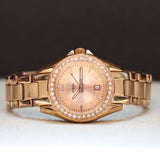 FOSSIL Ladies Mini Glitz Watch Date Indicator Diamond Bezel All Rose Gold S.S. - ES-2889 Box & Papers!