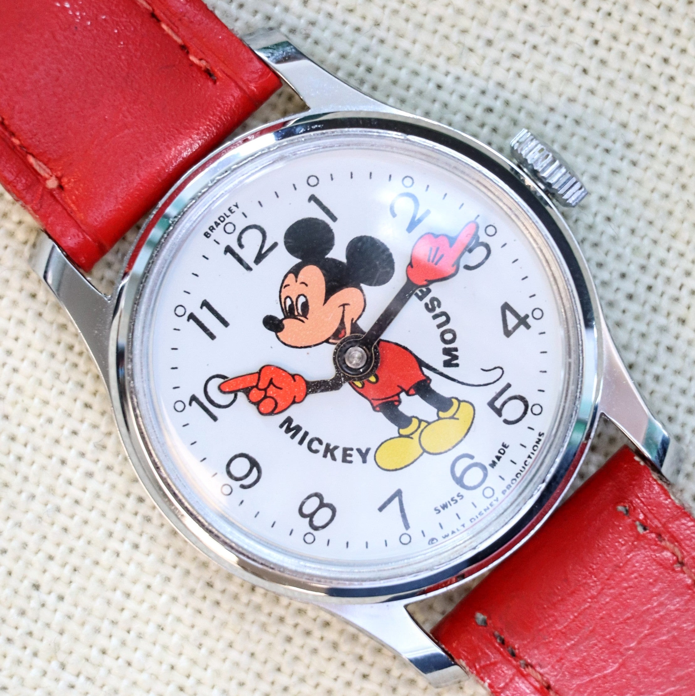 1970s BRADLEY Mickey Mouse Wristwatch Walt Disney Production Swiss