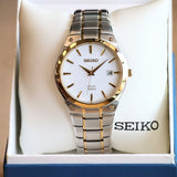 2014 SEIKO Solar Dress Watch Ref. SNE324 Date Wristwatch Two-Tone S.S. ALL Original, Box & Papers!