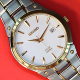 2014 SEIKO Solar Dress Watch Ref. SNE324 Date Wristwatch Two-Tone S.S. ALL Original, Box & Papers!