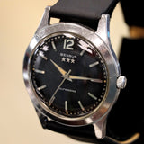 1960s BENRUS 3-Star Self-Winding Watch 17 Jewels Black Dial Model FE 235 - Series #7035