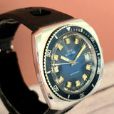 Vintage Glycine Airman Automatic Watch 313 144 Date Blue Dial Diver Wristwatch - Blue Dial & Blue Bezel
